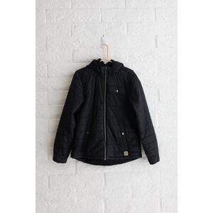 Carhartt Kids Quilted Puffer Jacket Black Hooded Zip Up Size M (8/10)